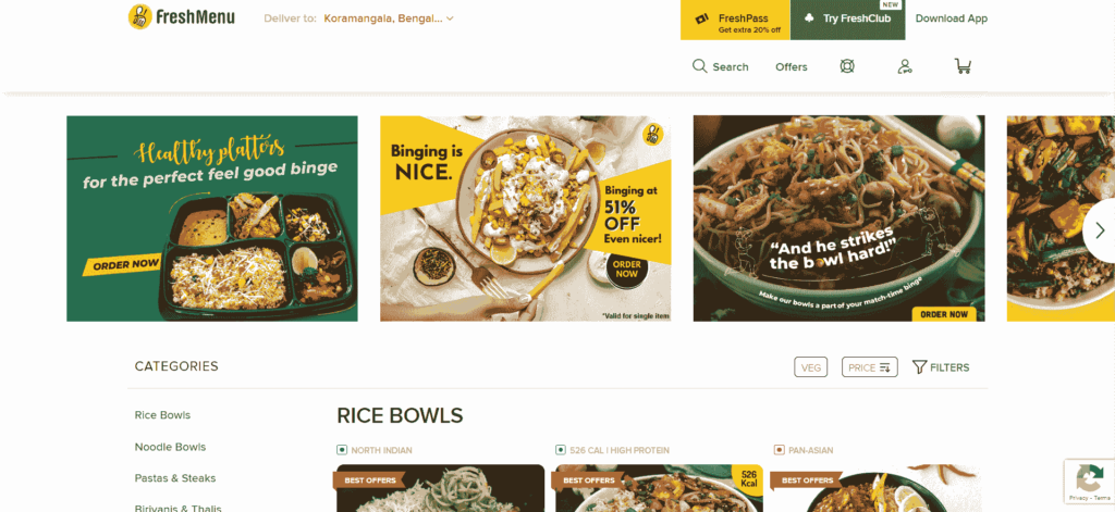 freshmenu is a food delivery app in India